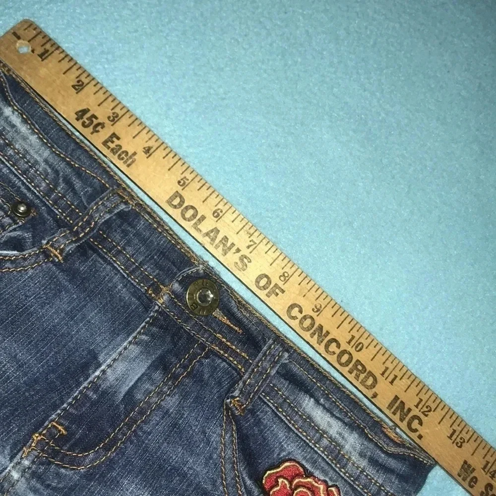 FUBU The Collection distressed bling embroidered jeans boot cut size 10